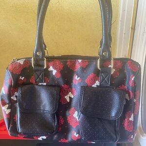 Disney Parks Floral Black Handbag With Bows. Vintage With Tags. Excellent Cond.